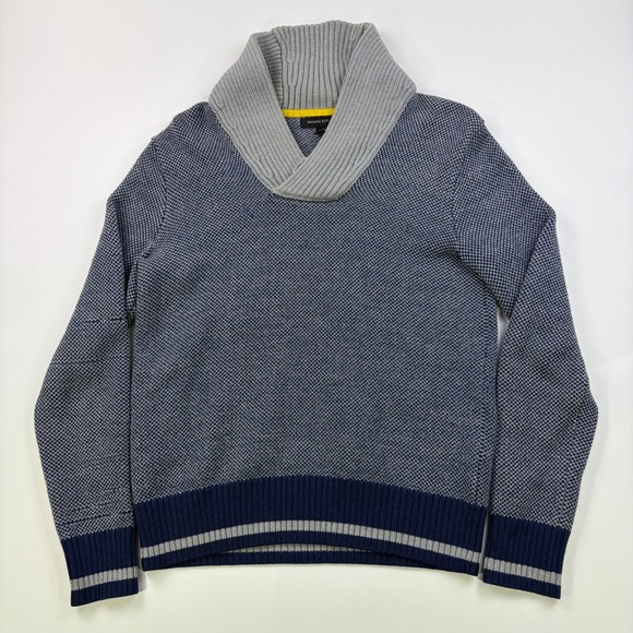 Banana Republic Other - Banana Republic Shawl Collar Sweater Mens Small Navy Blue Merino Wool Birdseye